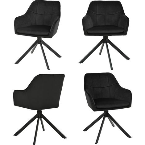Goeurvant Moderner Esszimmerstühle mit dicker Doppelsitzpolsterung, breiter Rückenlehne und ergonomischen Armlehnen - 4er Set - Schwarz