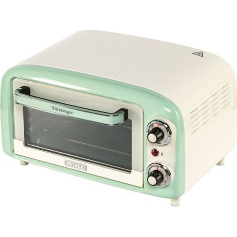 Ariete 3919 Vintage Elektroofen, 800 W, 10 l Fassungsvermögen, Doppelglas, Retrà², Grün