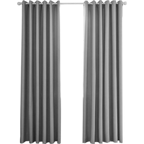 Rideaux Occultants Isolants Thermiques - 140x240cm - Design Moderne à Oeillets - Gris Clair (1/4)