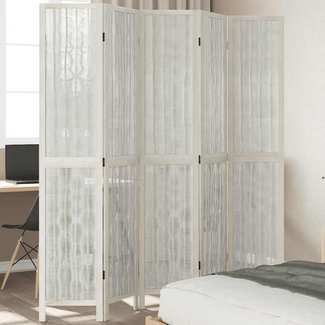 Biombo separador de 5 paneles madera maciza Paulownia