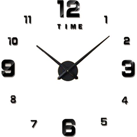 Horloge murale à faire soi-même, horloge murale miroir 3D sans cadre, grands autocollants muraux silencieux pour la décoration du salon et de la maison