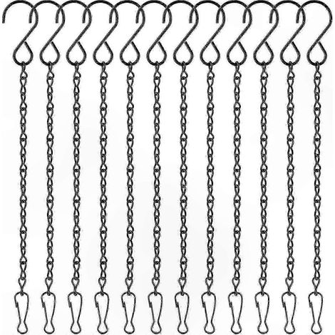 Set mit 12 schwarzen Metall-Hängeketten für Gartenkörbe inklusive Haken (1/5)