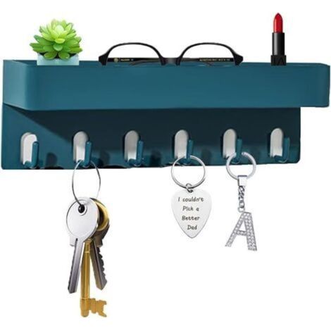 Wall Key Holder, Wall Key Organizer, Wall Hook, Wall Coat Rack, Door Hook, Wall Hook for Living Room, Bathroom and - with 6 Hooks (1/4)
