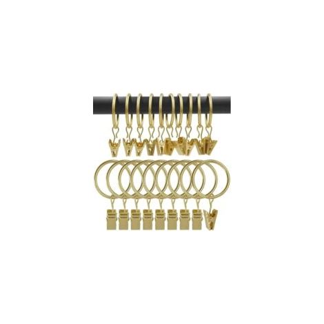 30 anillas para cortinas con clips metálicos, resistentes, inoxidables, para barras de cortina (doradas) - Crezuo