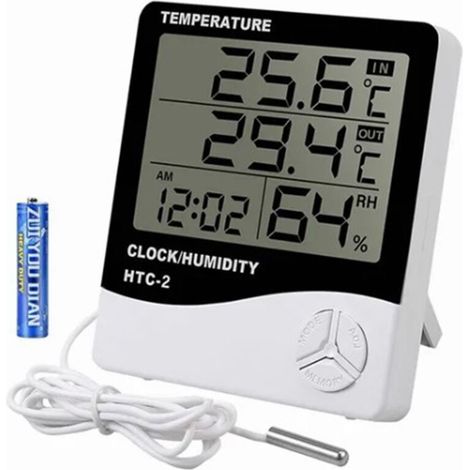Hygromètre numérique thermomètre maison température humidité moniteur avec sonde étanche externe pour intérieur extérieur (1/5)