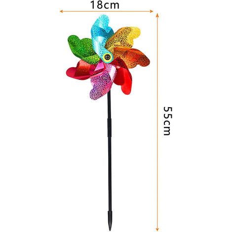un Moulin  Vent Anti-oiseaux 7 Pices Rflchissant Au Laser  Sept Couleurs, 55 Cm  18 Cm Balcon Jardin Protection Contre Les Oiseaux Verger Moulin