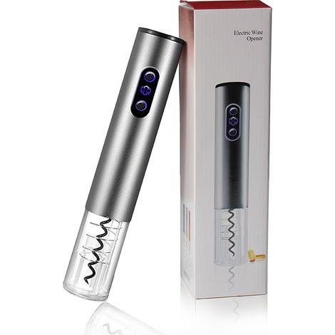 Ouvre-bouteille électrique, tire-bouchon électrique, ouvre-bouteille automatique, tire-bouchon à vin (câble USB de chargement gris argenté givré de qualité supérieure) (1/5)