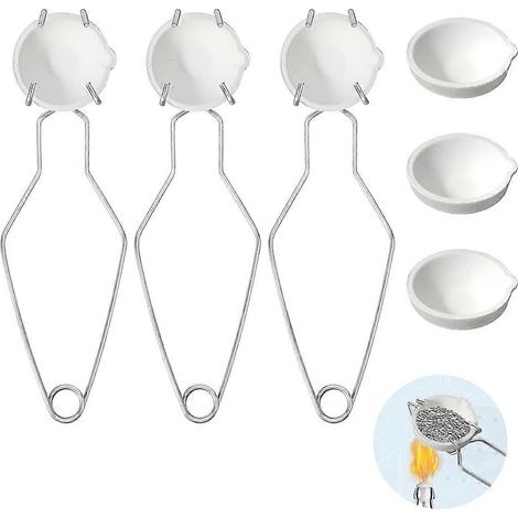 Kit de fusion de métaux en 9 pièces : 6 crucifix en quartz céramique, 3 poignées de pince à fouet, pince à crucifix, kit de fusion de métaux (1/4)