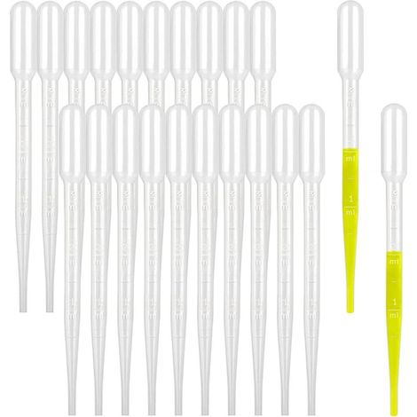 Lot de 100 pipettes, plastique, 3 ml, graduations claires, mesure précise, laboratoire, modélisation, applications artistiques (1/5)
