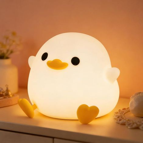 FAMIDUO USB-wiederaufladbare Silikon-Enten-Nachtlampe, Helligkeit einstellbar, Babyzimmerdekoration, Geburtstags- oder Weihnachtsgeschenk für Jungen/Mädchen (1/5)