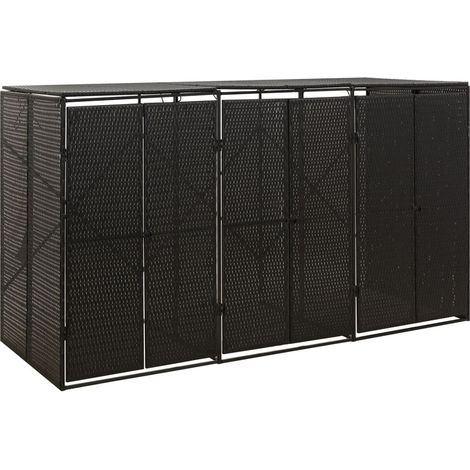 Mülltonnenbox für 3 Tonnen Schwarz 207x80x117 cm Poly Rattan