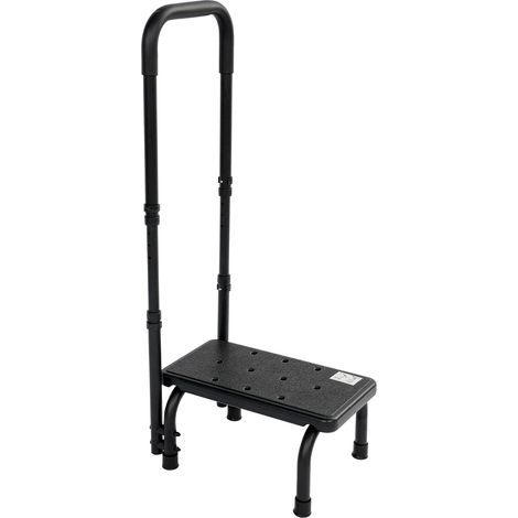 Marchepied de Baignoire avec Poignée, Capacité Charge Jusqu'à 136kg, Réglage de La Hauteur sur 5 Niveaux, Aide à L'entrée pour Les Personnes âgées, Tabouret pour Lit, Cuisine, Baignoire, Noir (1/5)
