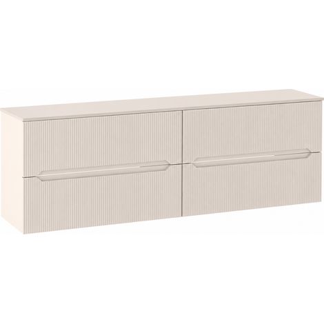 Meuble sous vasque suspendu avec plan L.160 cm cachemire mat façade rainurée NOVO Furnidea (1/5)