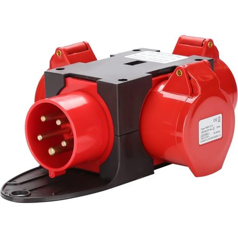 Adaptateur répartiteur d'alimentation 3 prises CEE 400 V/16 A 5 pôles CEE IP44 Protection contre les projections d'eau avec fermetures de sécurité pour chantier (1/5)