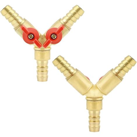 FOREHILL Connecteur de Tuyau 3 Voies séparateur, Alliage de Laiton et de Zinc, 10 mm Valve à Bille pour Eau, Huile et gaz pour arrosage de Jardin(2 pièce)