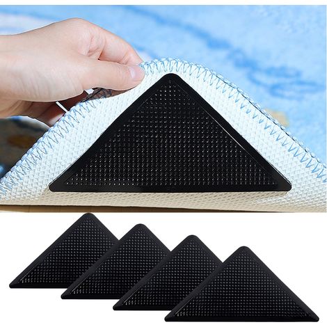 Lot de 4 triangles tapis antidérapants réutilisables - Autocollants pour tapis de canapé - Autocollants antidérapants - Forte adhérence (1/5)