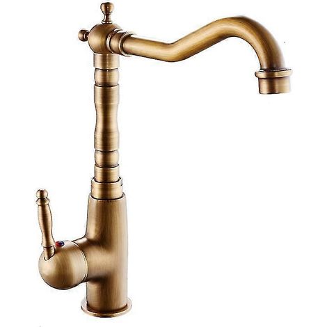 Robinet en laiton vintage, robinet cascade antique en laiton, robinet de lavabo, robinet de lavabo à poser, robinet eau chaude et froide, robinet pour bac à légumes, robinet d'évier de cuisine, 1 pièc (1/3)