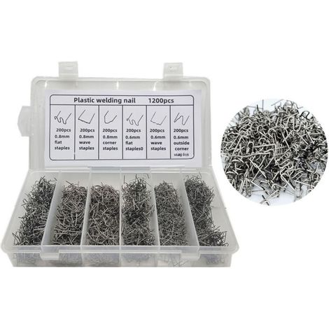 1200 pièces pare-chocs de voiture réparation en plastique clous de soudage bote d'esprit agrafes chaudes adéquates fil de soudage réparation clous pour Auto (1/3)