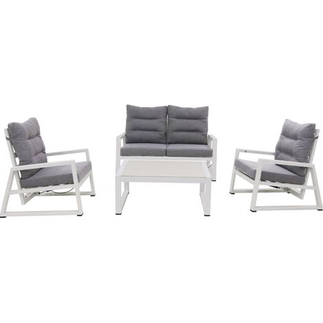 Set Salotto da Giardino Divano 2 Posti 2 Poltrone e Tavolino Mikonos