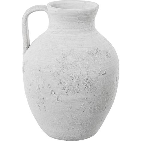 Vase de table avec poignée en céramique blanc et gris rustique 22 x 22 x 33 cm (1/5)
