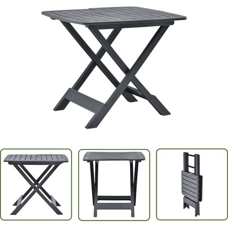 The Living Store Table pliable de jardin Anthracite 79x72x70 cm Plastique - Table De Jardin - Table Pliante - Mobilier De Jardin - Table Extérieure - Table Bistrot (1/6)