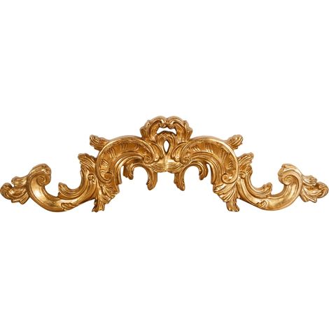 Biscottini Suraporta Frise Étagère décoration Murale en Bois Finition Feuille Or Antique L 90 x PR 3 x H 27 cm (1/5)