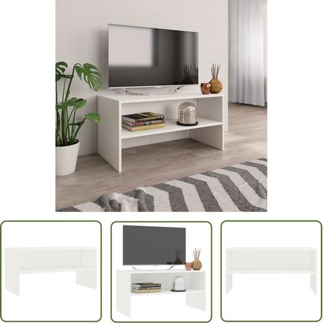 The Living Store Meuble TV Blanc 80x40x40 cm Bois d’ingénierie - Meuble Tv - Meuble Téléviseur - Unité Tv - Meuble Blanc - Meuble Moderne (1/5)