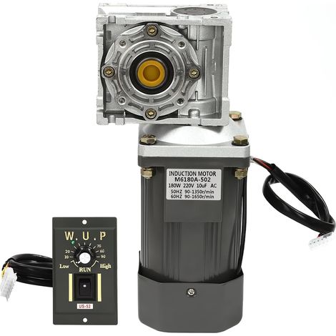 Motorreductor de 180 W, motorreductor de tornillo sin fin con variador de velocidad, CA, 0–27 rpm, par de 35 Nm para fresadoras, prensas de impresión y talleres de producción. (1/5)