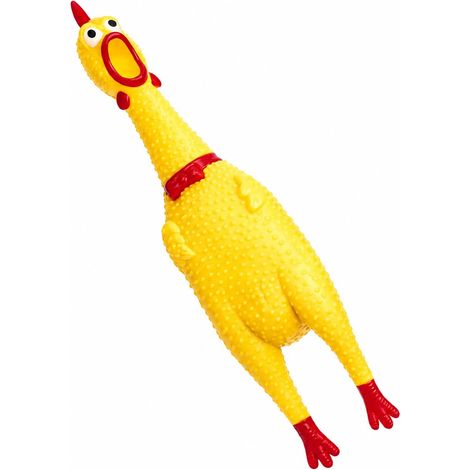 Jouet pour Chien Poulet Grande Taille 31 cm Jouet Couineur pour Chien Grand Jouet en Caoutchouc Jaune Amusant pour Chiens (1/5)