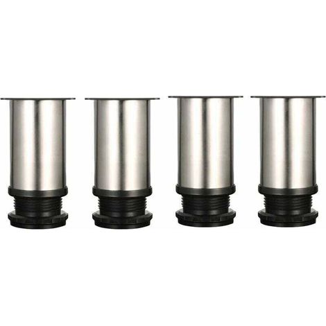 4 Pieds Réglables 8 cm De Hauteur Épaissir les pieds d'armoire Pieds de table Pieds de meubles, Acier inoxydable brossé, Hauteur réglable 0-15 mm Venez avec des vis en acier inoxydable (1/4)