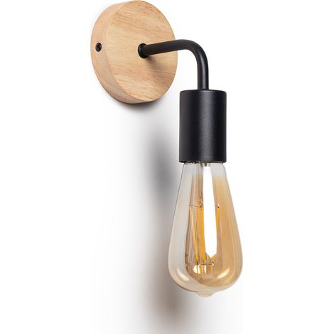 Lámpara de Pared de Madera y Metal Jedali Negro (1/5)
