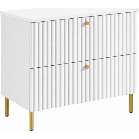 Mobile bagno Bello 80 cm su piedini, bianco, piano bianco, maniglie dorate (1/5)