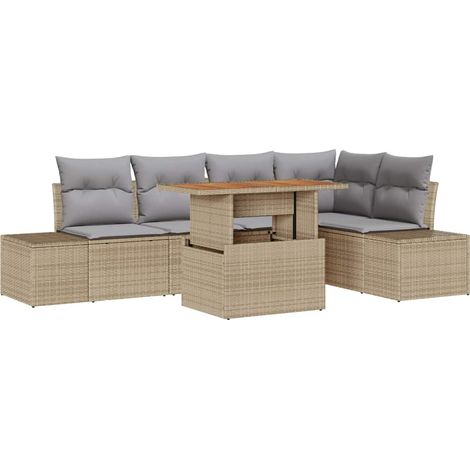 Maison Exclusive - Conjunto de sofás de jardín 6 uds. Beige y gri (1/5)