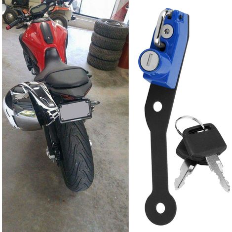 Crochet de fixation pour antivol de casque en alliage d'aluminium, compatible avec YAMAHA MT-07 FZ-07 FJ-07 (bleu)
