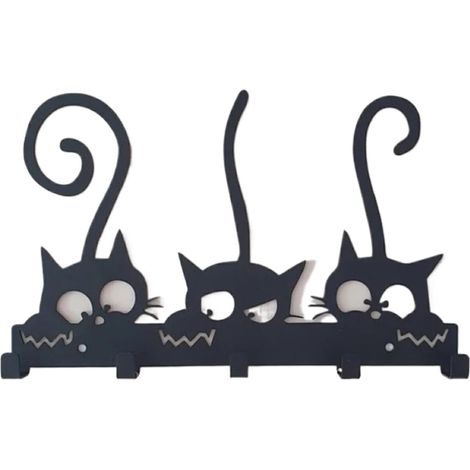 Porte-clés d'orchestre en métal, Porte-Manteau Suspendu pour Les Besoins de Rangement de la Barre, Crochet Mural en métal, décoration Murale, Chat (1/3)