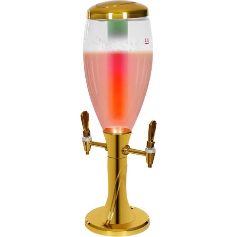 Colonne à bière avec 2 robinets, distributeur de boissons de 3 l avec refroidissement à glace, colonne de boisson pour fête, karaoké, bar (1/5)
