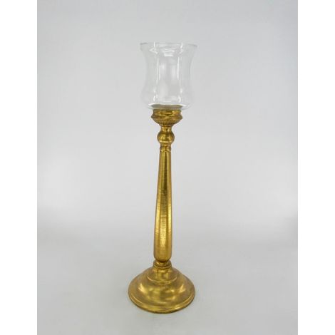 Vimin Box Candelabro con Vetro D 19,5 Cm H 68 Cm Oro