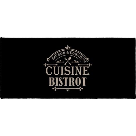 Tapis de Cuisine "Saveur" 50x120cm Noir