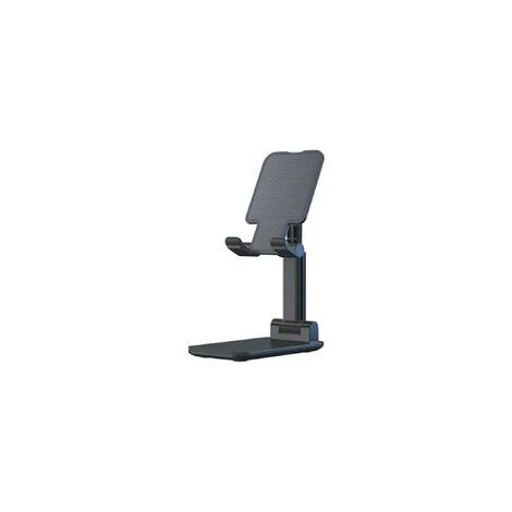 Support pour téléphone/tablette, ABS/Silicone, réglable en hauteur, pliable, 110x110x65mm, noir