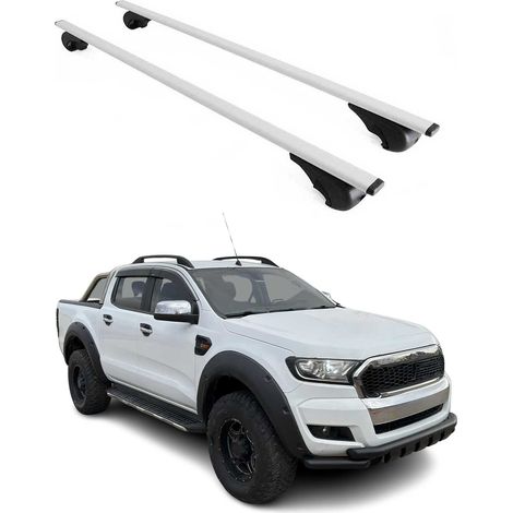 OMAC Dachträger Querträger für Ford Ranger T6 P375 2011-2022 – Abschließbar – Max. 75 kg – 2 Stangen Stahl Silber (1/5)