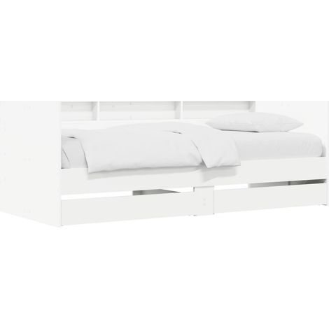 Cama de día con cajón con estante Blanco Madera contrachapada vidaXL (1/5)