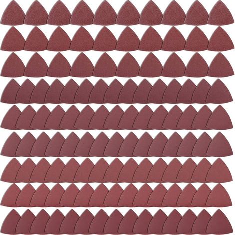 100 morceaux de papier de verre triangulaire 80x80x80 grain 400 pour ponceuse (1/5)