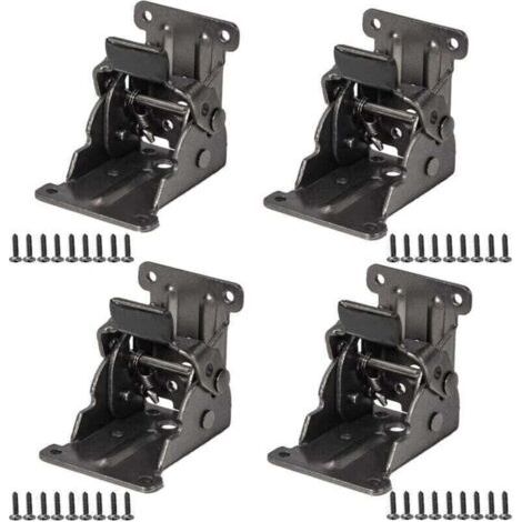 Lot de 4 charnières pliantes autobloquantes noires pour pieds de table, charnières pliantes de 0 à 90 degrés, charnières d'extension de table pliante avec vis pour pieds pliants, établi, extension de (1/5)