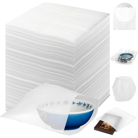 Pack of 100 Foam Moving Boxes 300 x 300 x 1 mm for Moving Glasses and Tableware for Cardboard Moving Dishes Plates Glasses Packaging (1/5)