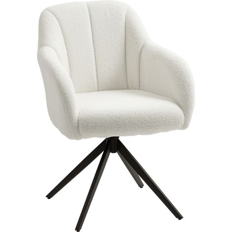 Fauteuil design ROGER effet laine bouclée blanche (1/5)