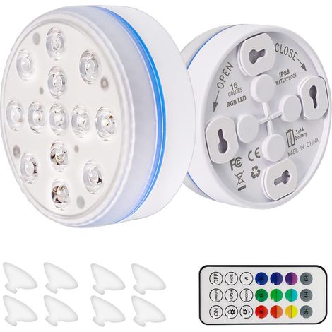 Éclairage De Piscine Éclairage De Piscine Sous - Marine LED Light IP68 Imperméable à L'eau Avec Télécommande RF Et 13 Perles LED RGB 16 Couleurs Pour Aquarium Piscine Jardin Baignoire(2 Pièces) (1/5)