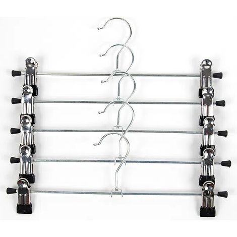 28,5 cm Hosenbügel aus Metall, 5er-Packung. Kleiderbügel mit rutschfesten Clips für Hosen, Röcke, Socken, Unterwäsche (1/4)