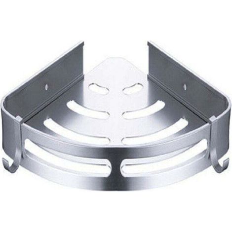 Estante esquinero para ducha, no requiere perforación, de metal con adhesivo antioxidante, soporte para artículos de baño, 2 piezas (plateado) - Crezuo