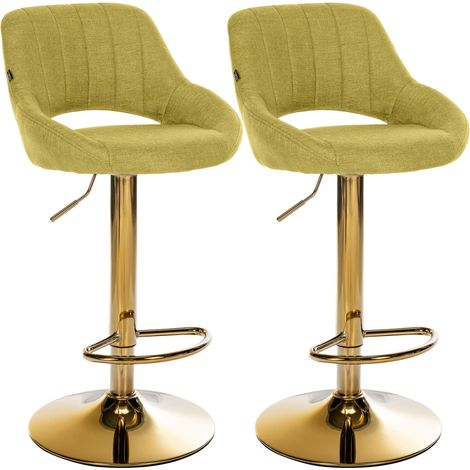 Lot de 2 tabourets de bar Milet en tissu Vert métal or (1/5)
