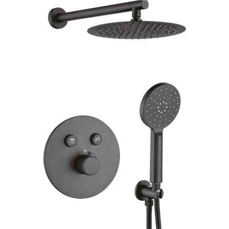 Colonne de douche Thermostatique encastrée, Volumo Couleur: Noir (1/2)